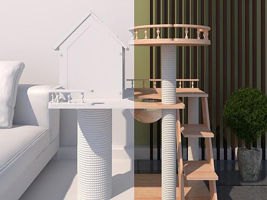 产品建模-猫爬架-宠物用品