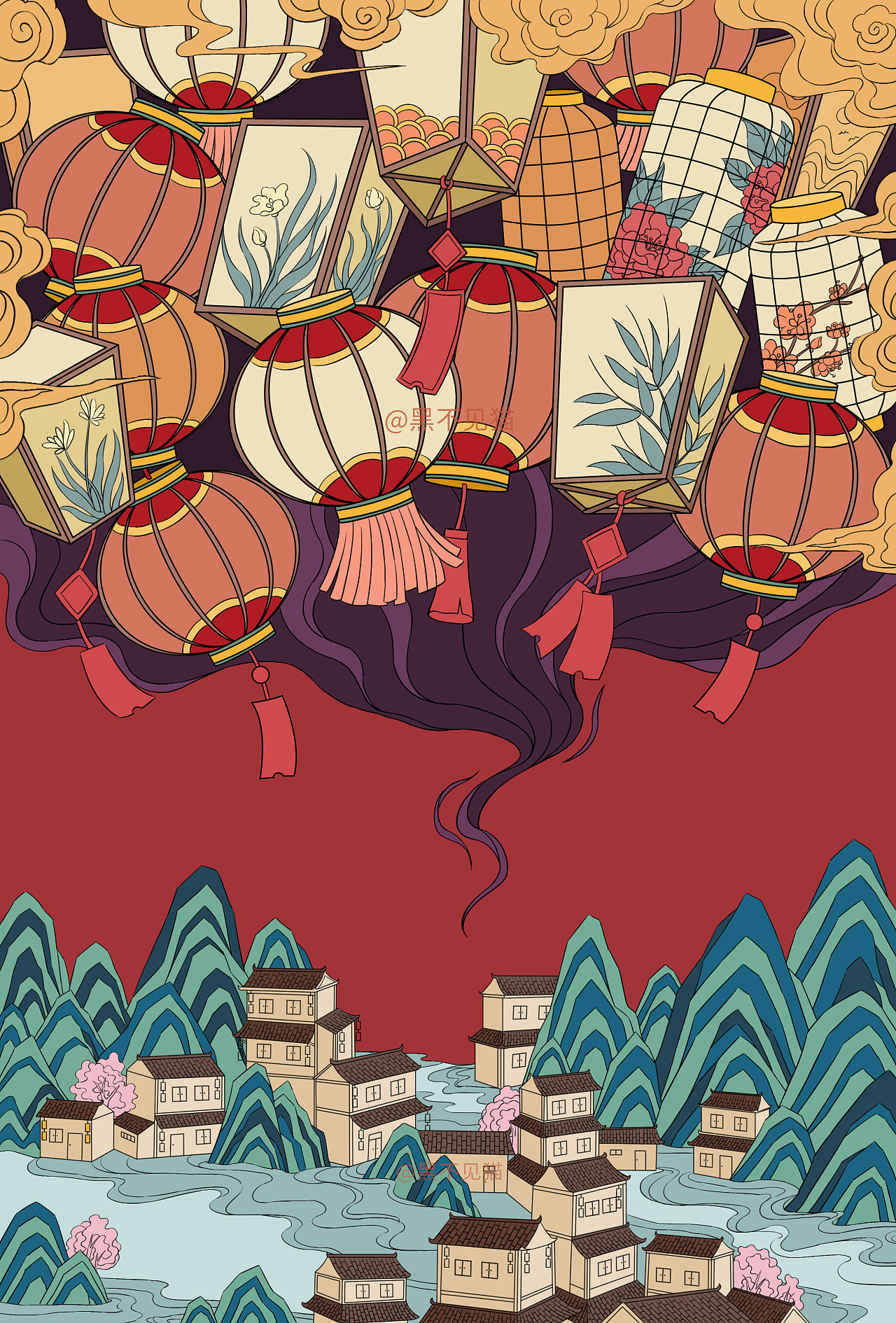 万家灯火|插画|商业插画|黑不见猫 - 原创作品 - 站酷 (zcool)