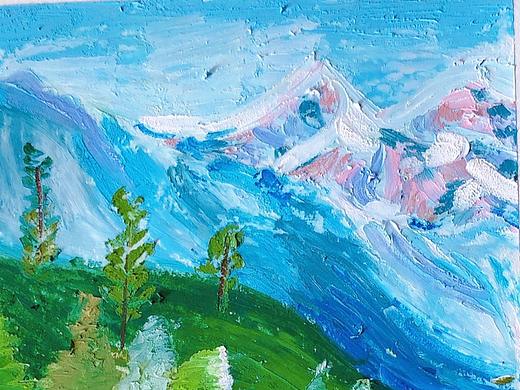 油画棒风景作品《春天》