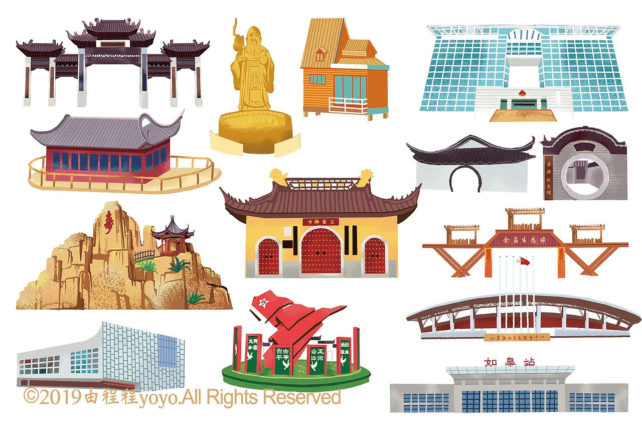 如皋手绘地图（图ZMTg4MDIyNTY0） - 商业插画 - 站酷设计师由程程yoyo原创素材 - 站酷ZCOOL