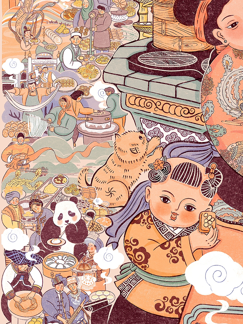 点点心意暖九州——中华传统糕点掠影（图ZMzY5MTkzMzUy） - 艺术插画 - 站酷设计师邵小花卷原创素材 - 站酷ZCOOL
