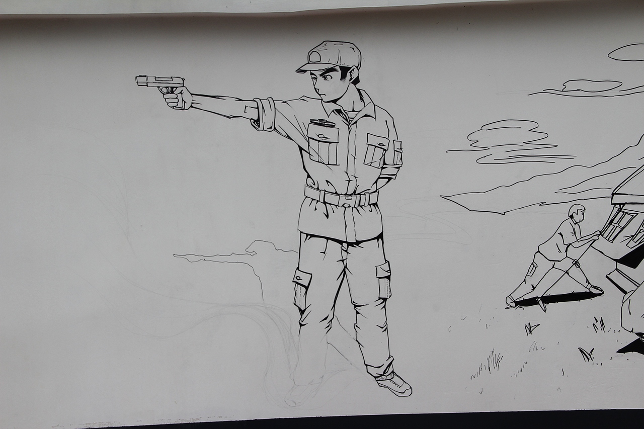 军营漫画墙绘强军漫画长廊