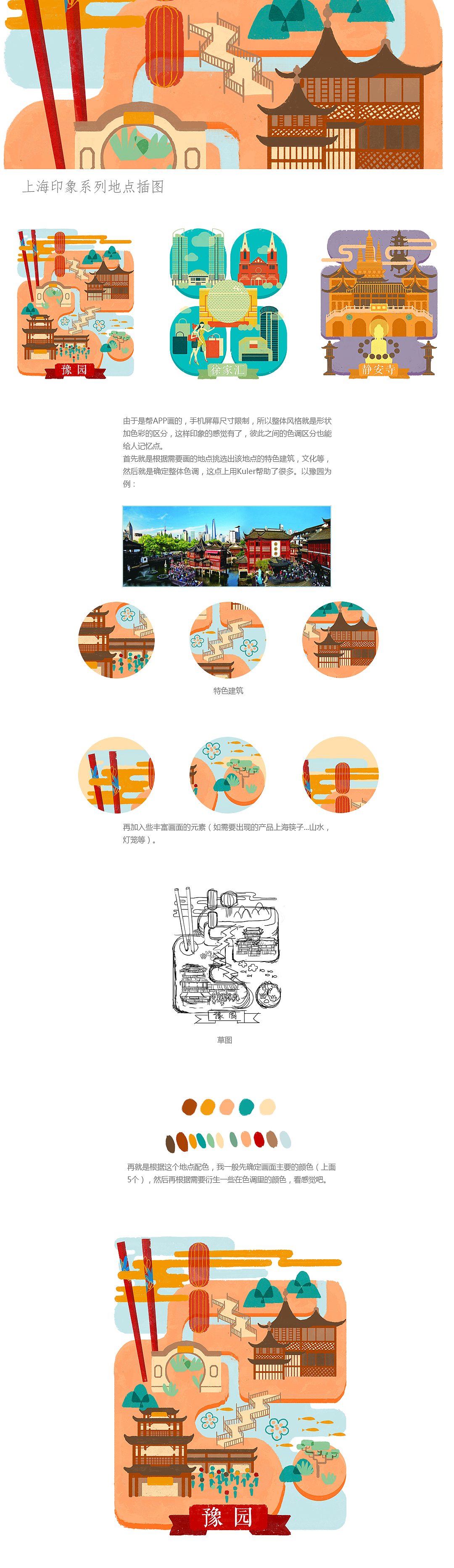 上海印象系列地点插图（图ZNTM2ODM0MTY=） - 商业插画 - 站酷设计师桔皮吉原创素材 - 站酷ZCOOL