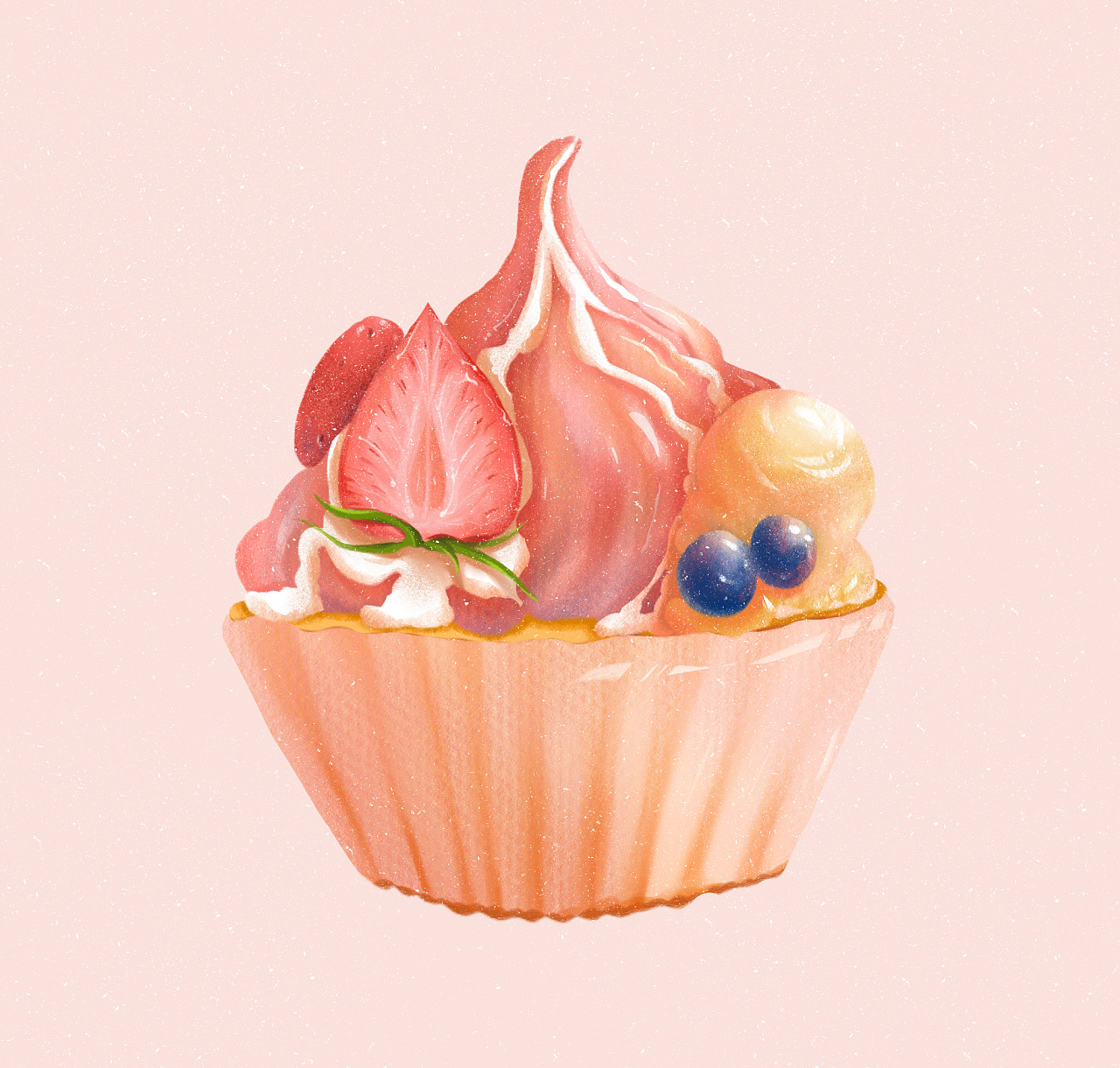 甜品插画设计 厚涂风食物插画