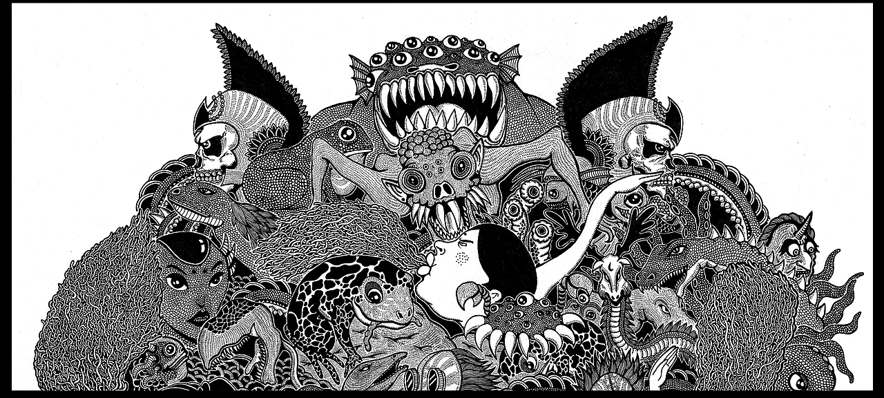2开大画《恶》（图ZMjcyOTM1MzI=） - 绘画 - 站酷设计师墩小贤原创素材 - 站酷ZCOOL