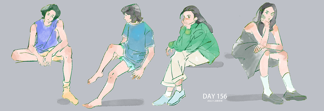 【人物隔日涂】101-172（图ZMzI2OTg5Mzgw） - 创作习作 - 站酷设计师黑羊呀原创素材 - 站酷ZCOOL