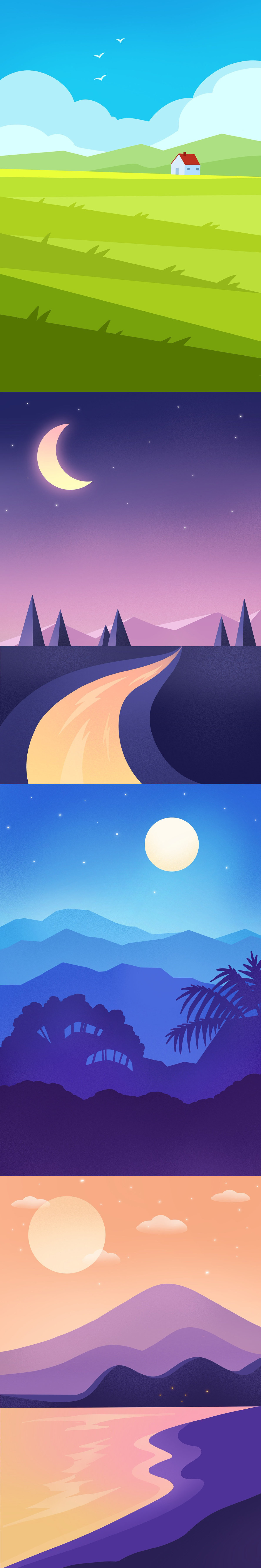 简约风景插画（图ZMzAyNTg1OTMy） - 创作习作 - 站酷设计师是贝壳原创素材 - 站酷ZCOOL