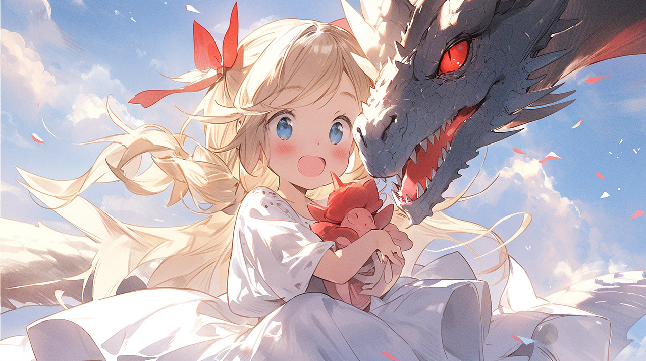 AI 绘画小女孩和龙（图ZMzQ1MTQ0NzIw） - 游戏原画 - 站酷设计师liusha25184原创素材 - 站酷ZCOOL