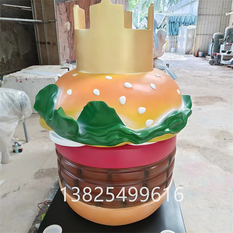 玻璃钢纤维仿真港味咖喱鱼蛋,汉堡,卡通汽车老虎雕塑