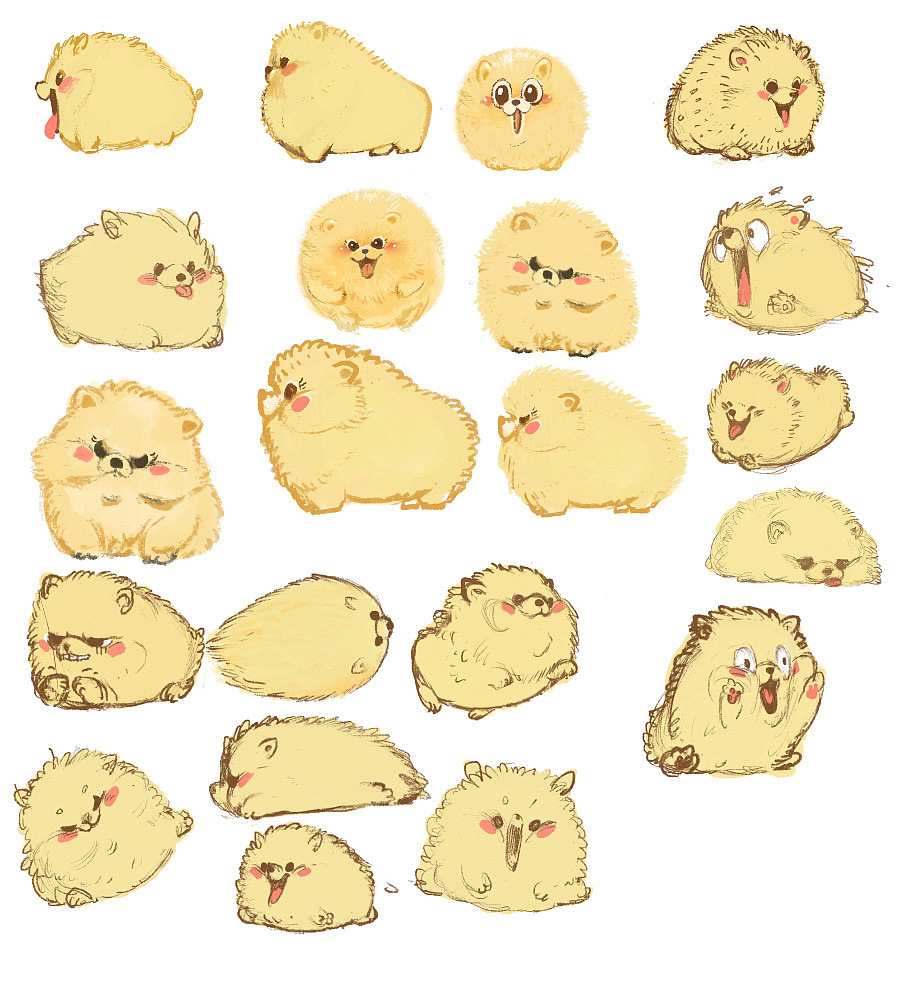 首先为芒狗设计多套造型草图，确定它的脾气和动态