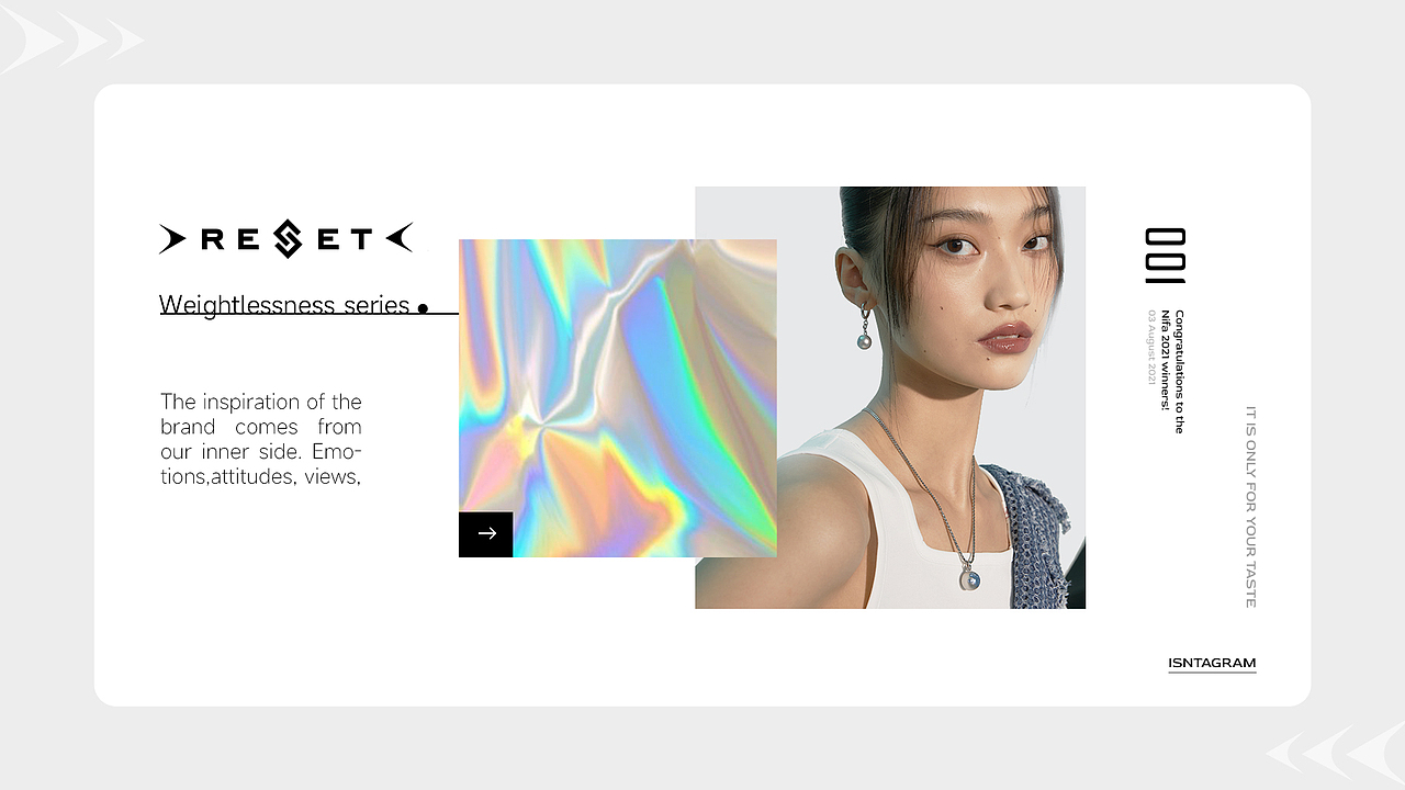 潮流饰品品牌网页设计-关键词：未来 向内感知 设计（图ZMzE0MzA5Mzg0） - 电商 - 站酷设计师爱说话的鱼原创素材 - 站酷ZCOOL