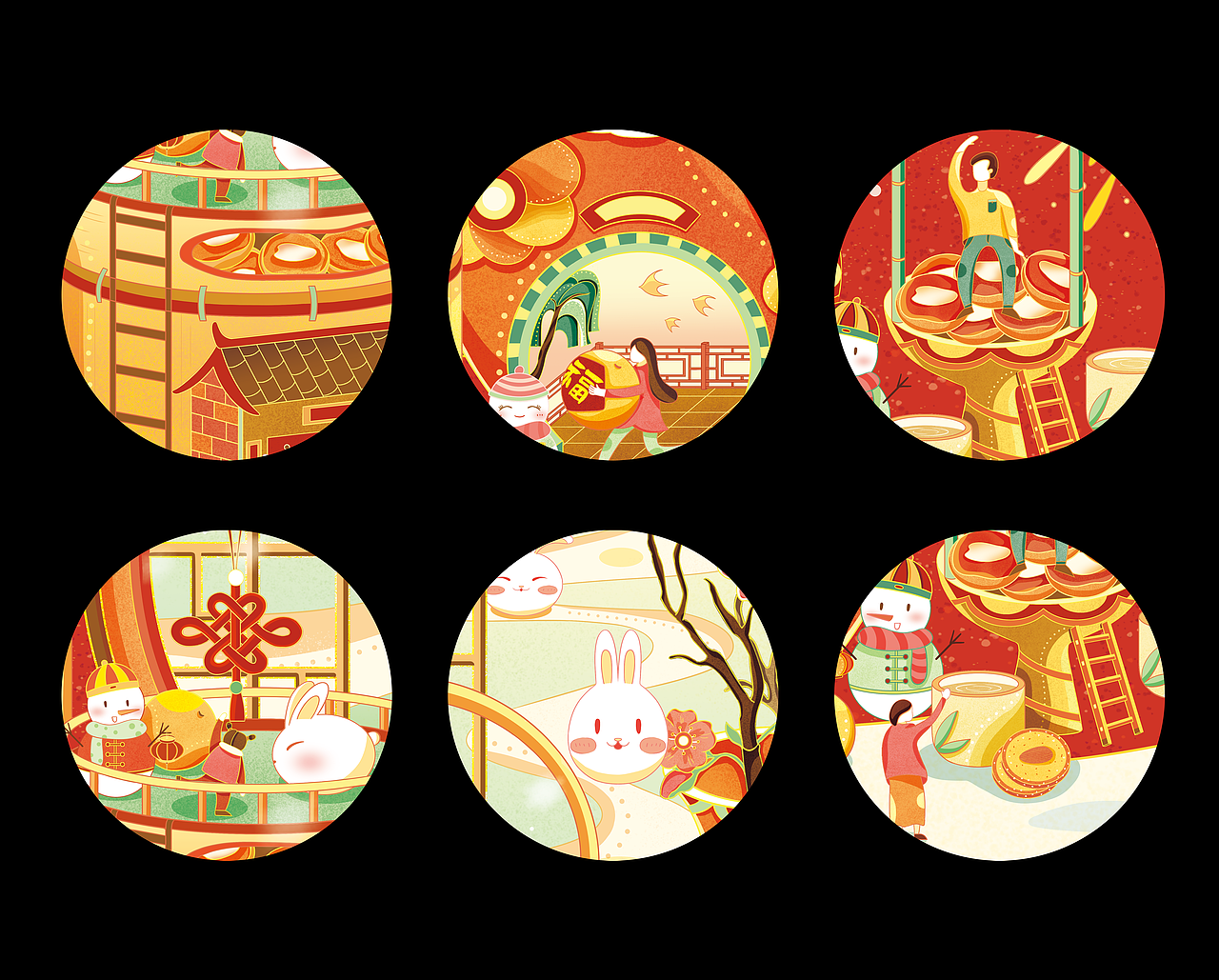 新年国风插画合集【兔年包装&红包】