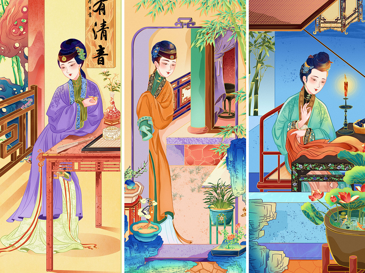 十二美人图（图ZMzEwODM3ODg0） - 商业插画 - 站酷设计师Renliy原创素材 - 站酷ZCOOL