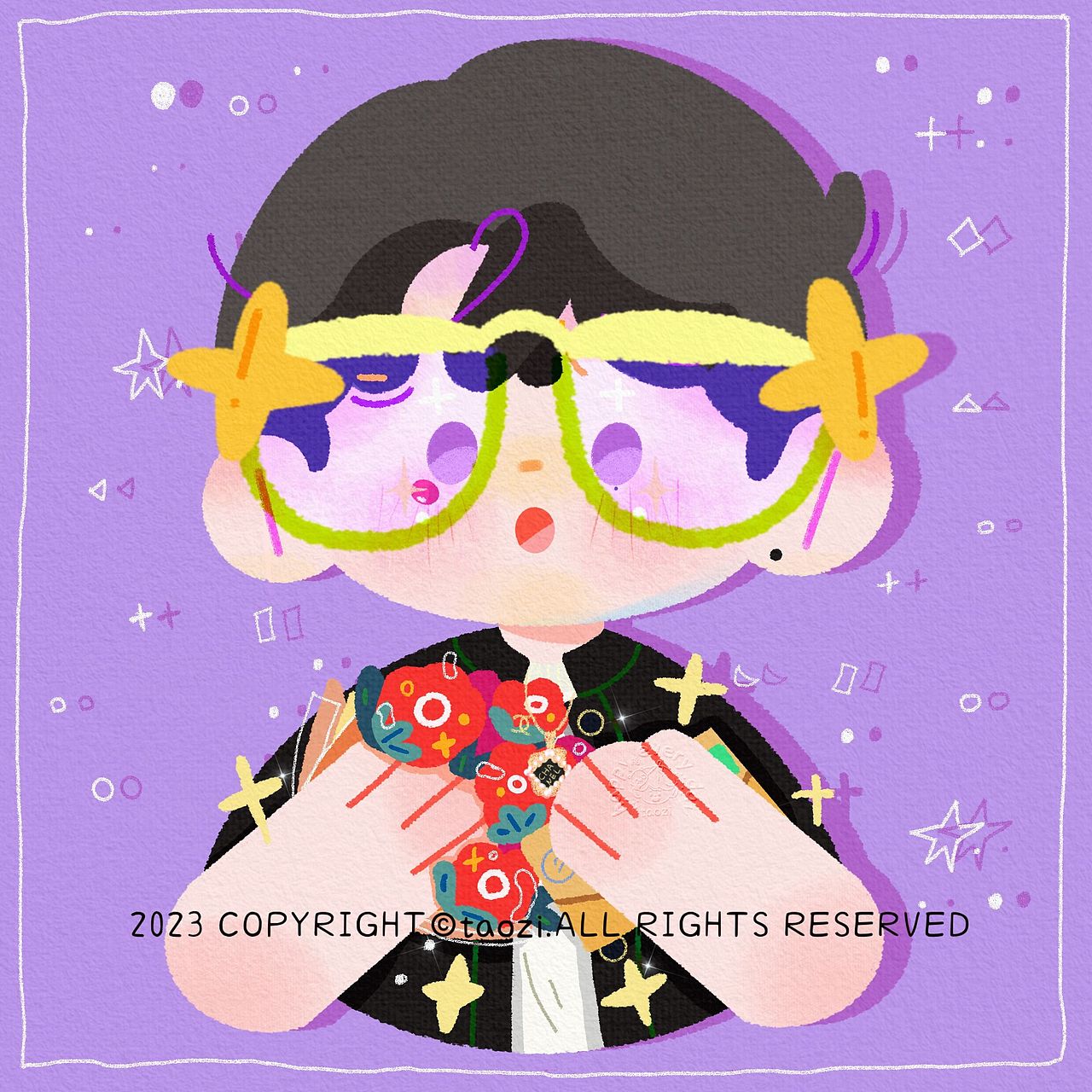 这只是春天的一组浅画的九宫格插画