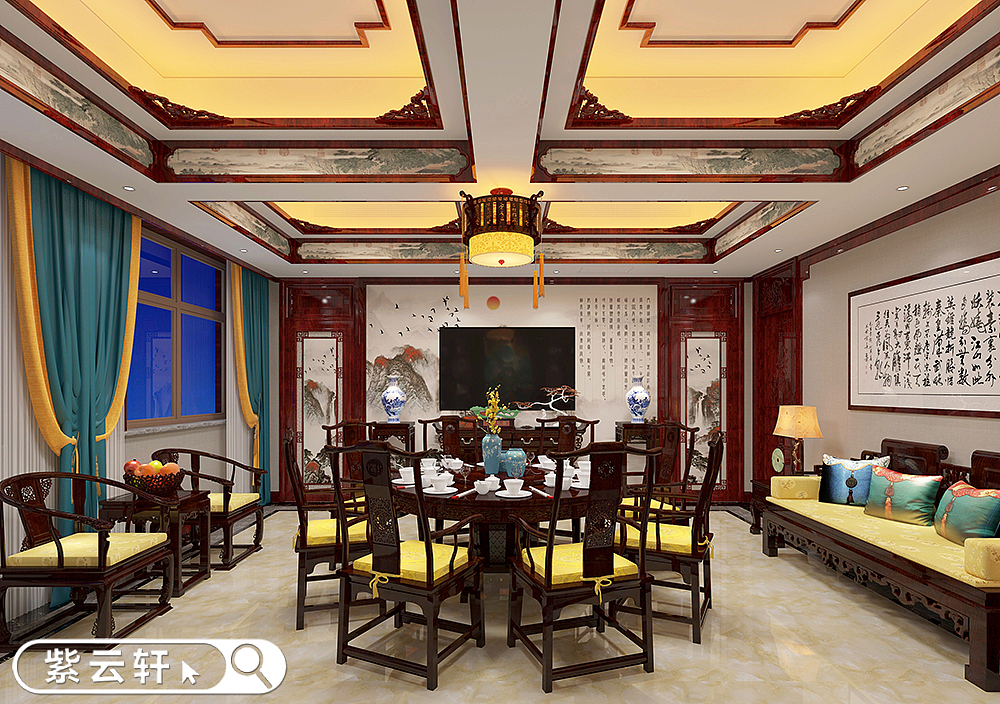 运城中式住宅装修水墨美感中的复古风格（图ZMzMzNTA1NzI4） - 家装设计 - 站酷设计师紫云轩中式原创素材 - 站酷ZCOOL