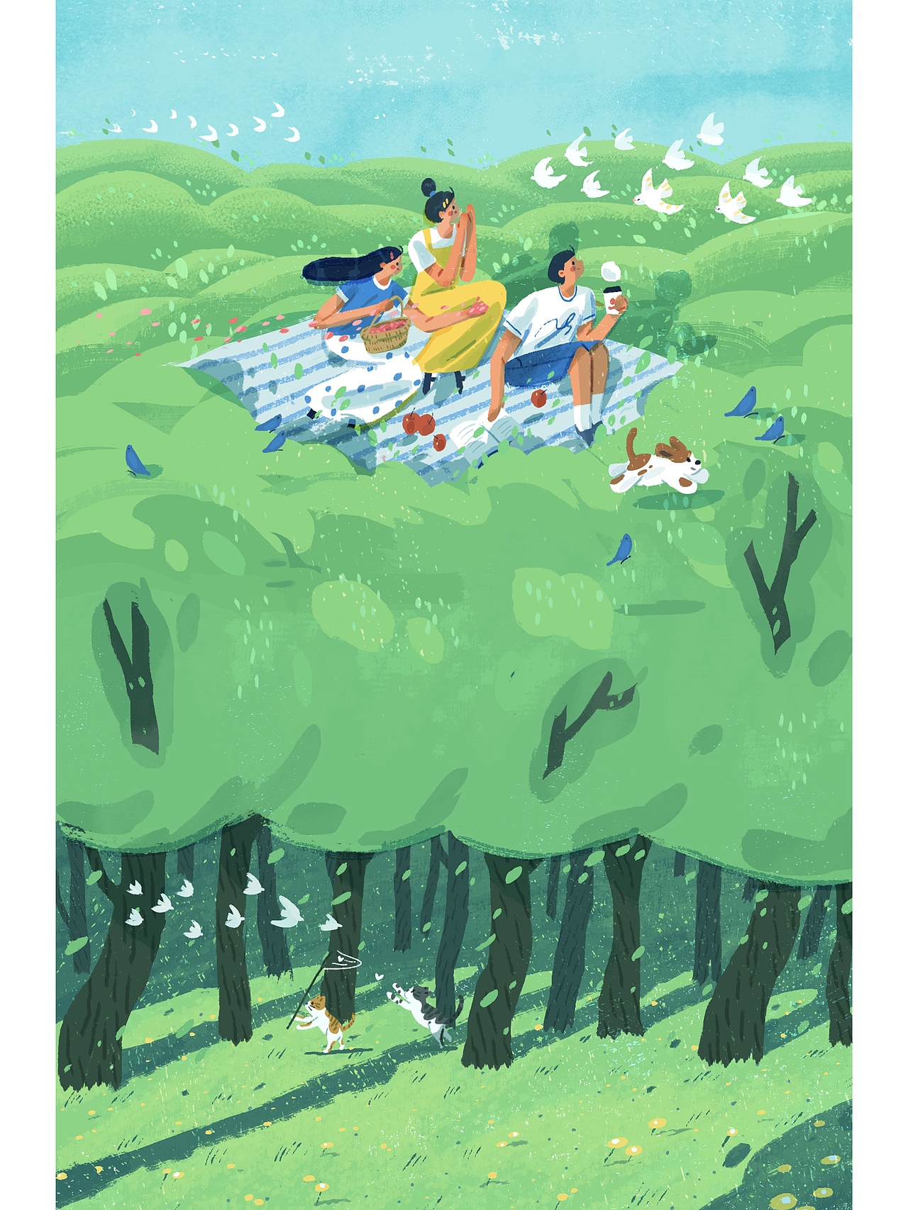 广东省植树节活动插画设计（图ZMzY0MDEyMzIw） - 商业插画 - 站酷设计师蔚蓝Lann原创素材 - 站酷ZCOOL