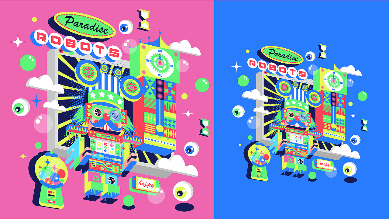 机器人乐园-立体复古图腾风