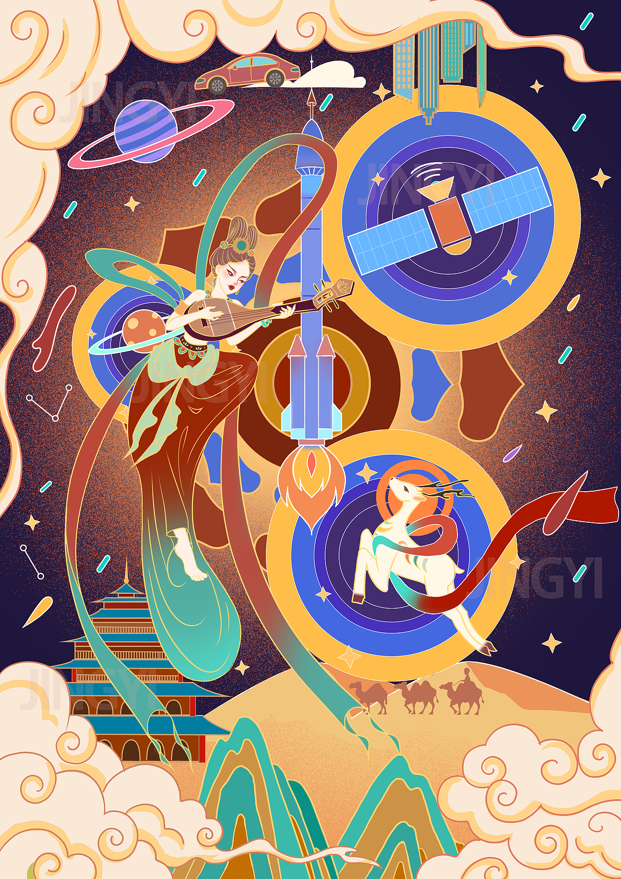 航天文创插画（图ZMjk4MjA5MDg4） - 商业插画 - 站酷设计师熊夭夭JY原创素材 - 站酷ZCOOL