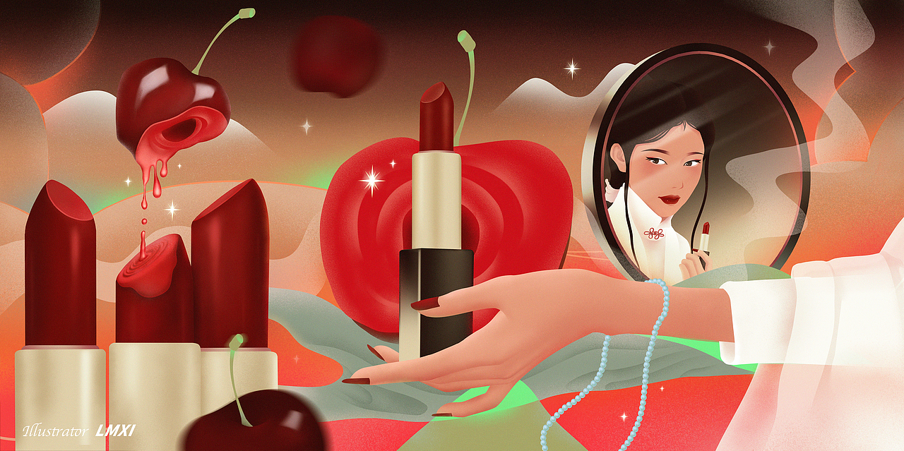 美妆品牌插画（图ZMzMxNDk1NjUy） - 商业插画 - 站酷设计师蓝屿Lmxi原创素材 - 站酷ZCOOL