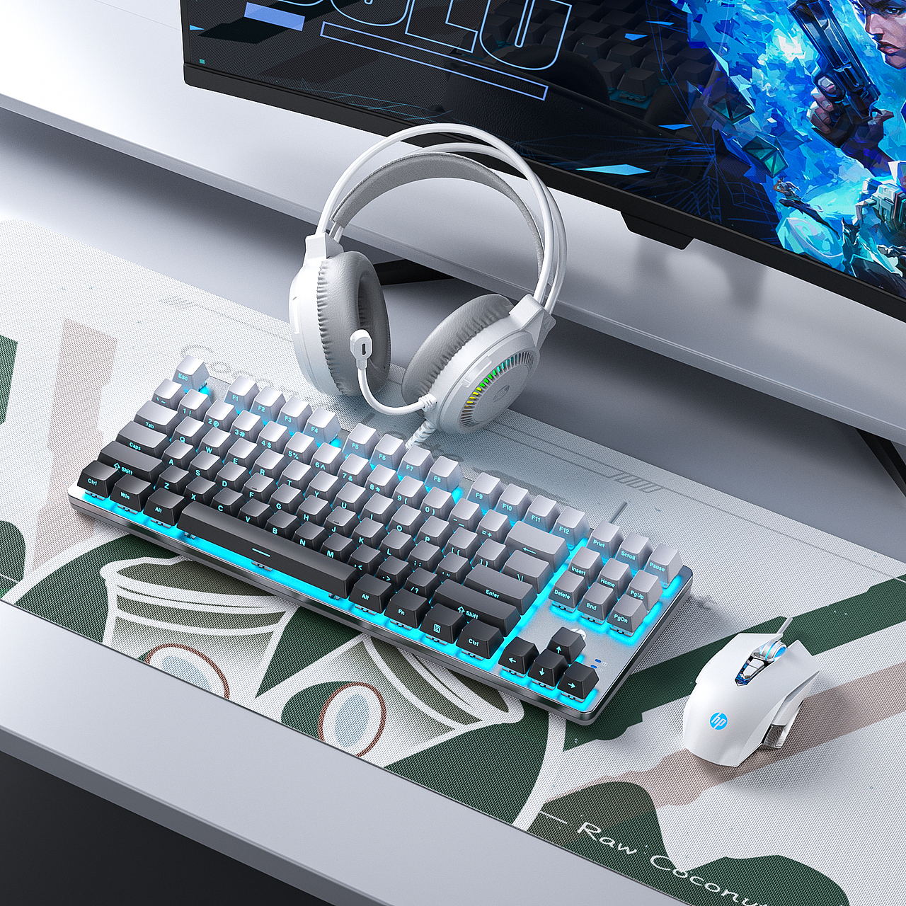 HP耳机键盘-外设产品渲染