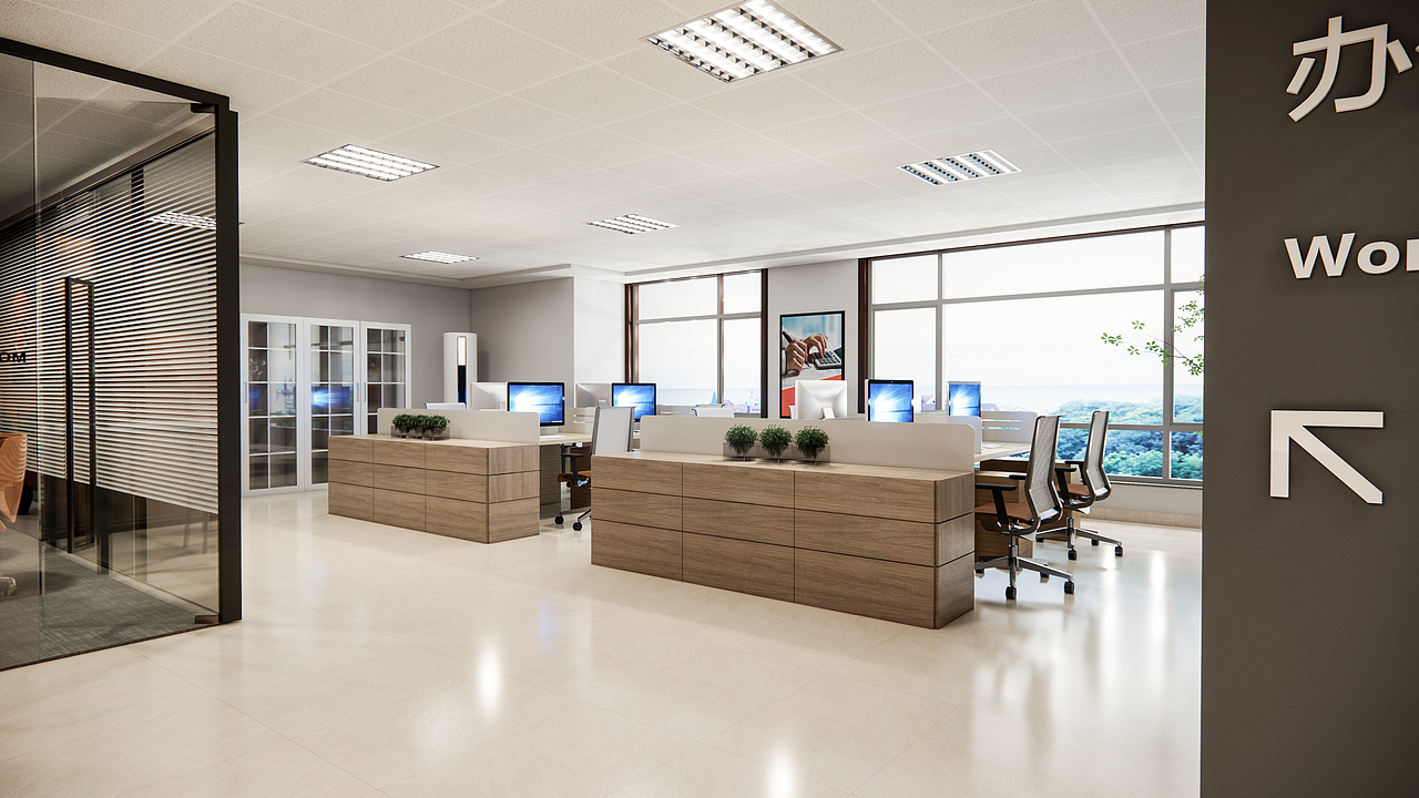 一组会计事务所办公室效果图