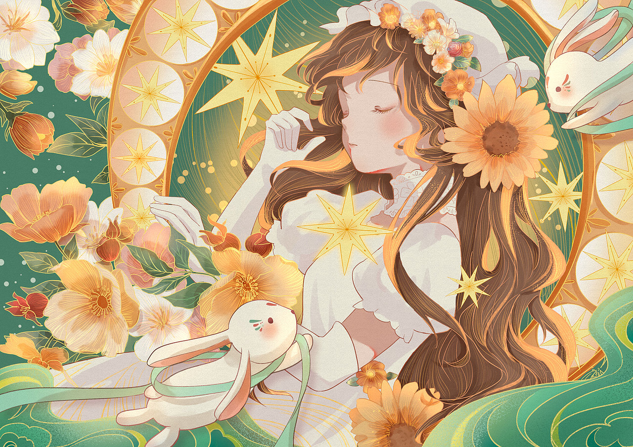 中秋插画——花好月圆夜之梦（图ZMzUxMDU0ODQ0） - 商业插画 - 站酷设计师白椰子子原创素材 - 站酷ZCOOL