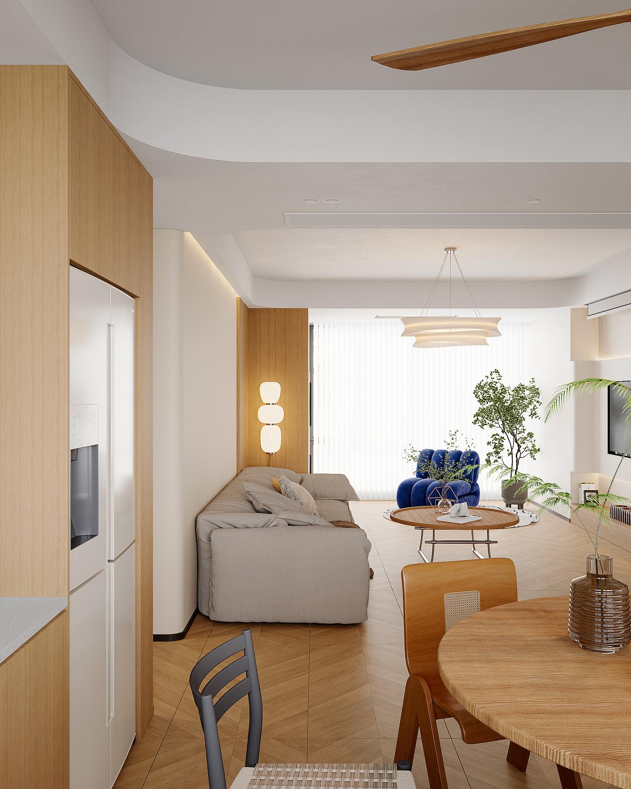 绘感视觉设计 | 中古原木风格客餐厅渲染