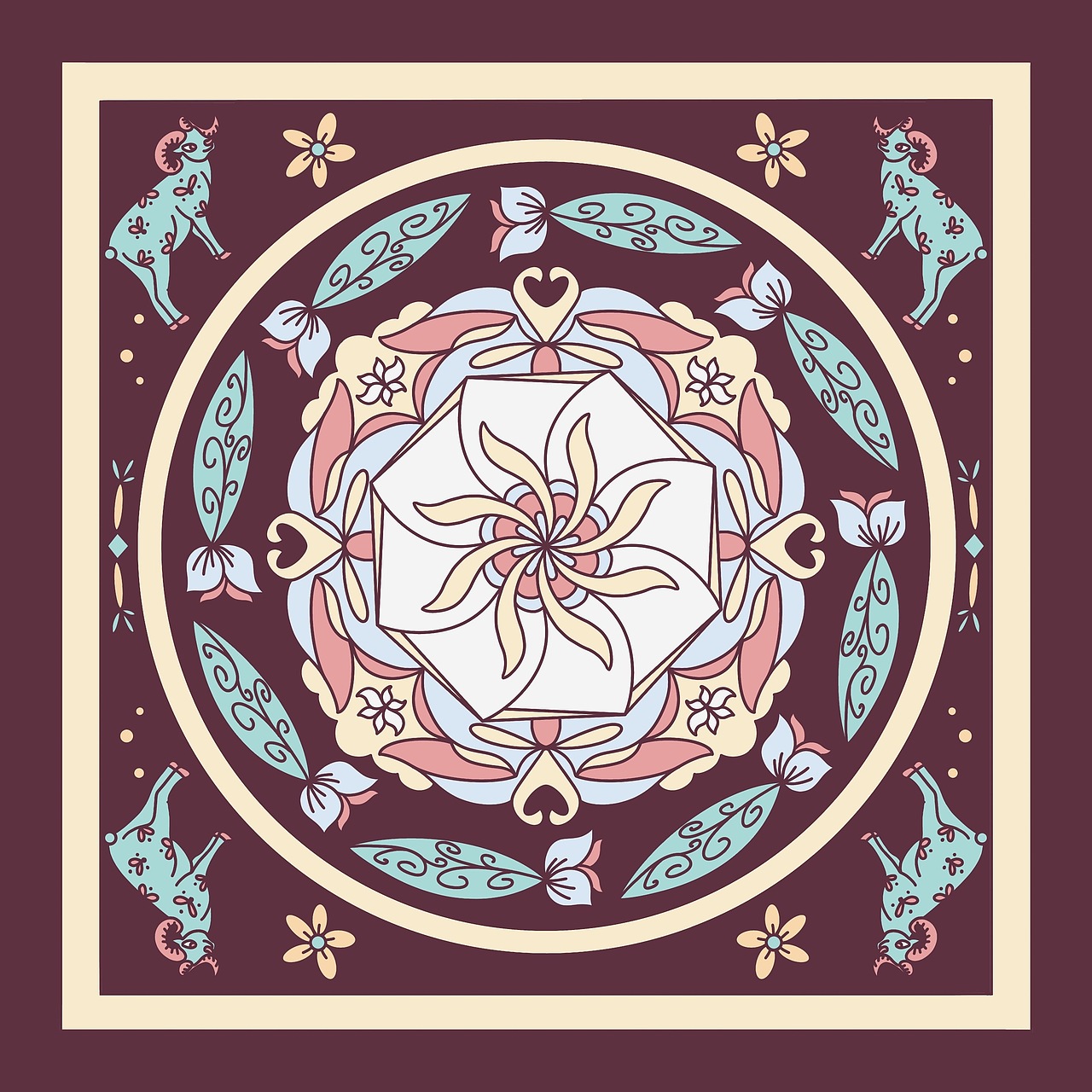 十二生肖系列丝巾原创图案原创设计(8)羊