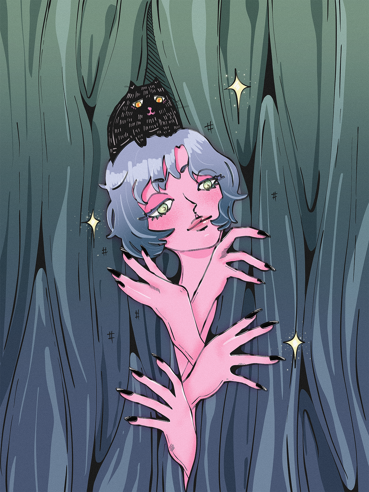 原创插画《总以为谜一般难懂的我》