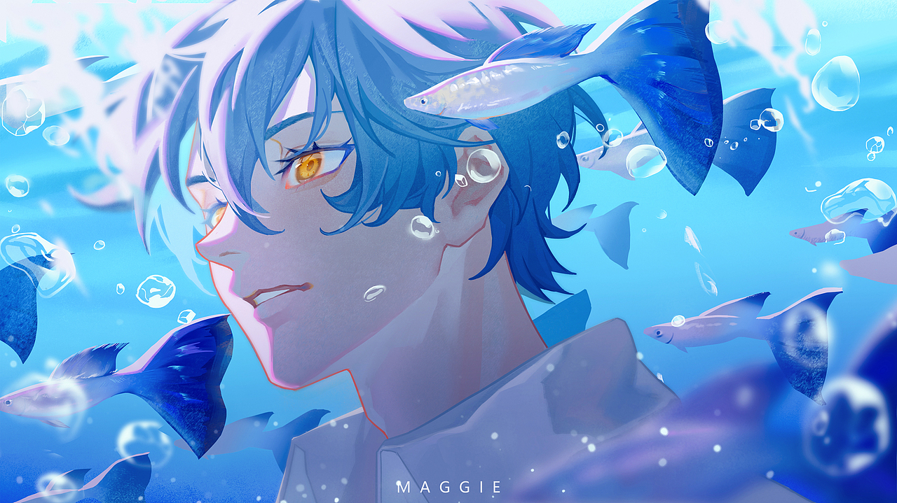 海与少年（图ZMzI3MzU3MDAw） - 艺术插画 - 站酷设计师一只Maggie仔原创素材 - 站酷ZCOOL
