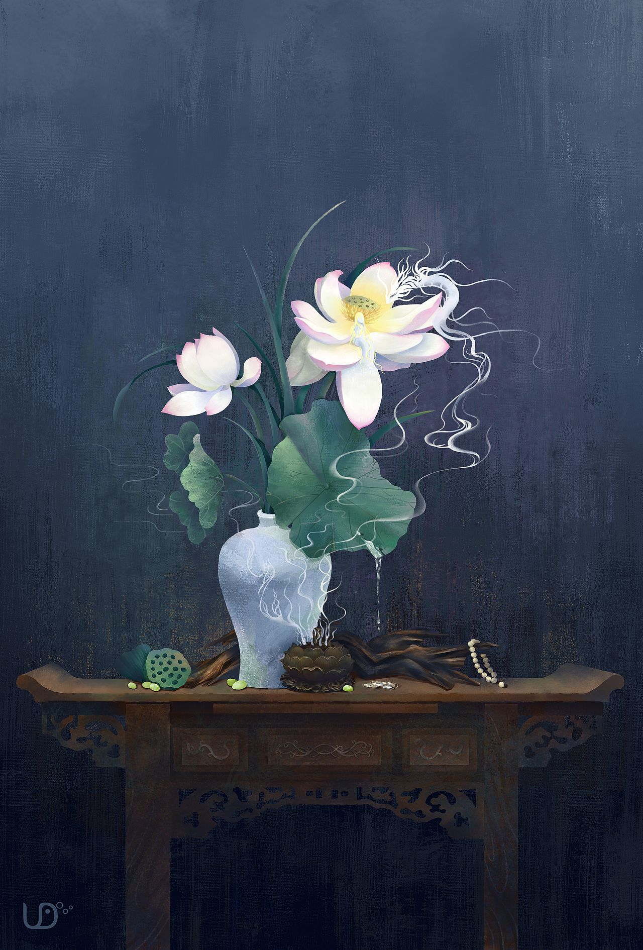 瓶荷案上逸韵（图ZMzYxNjQyMDQ0） - 商业插画 - 站酷设计师DOU_堕原创素材 - 站酷ZCOOL