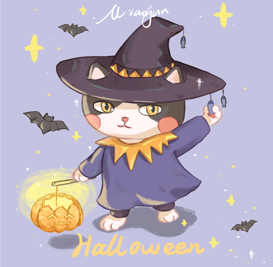 Halloween 猫猫（图ZMzIwNzI5MzQ4） - 儿童插画 - 站酷设计师Miao君030原创素材 - 站酷ZCOOL