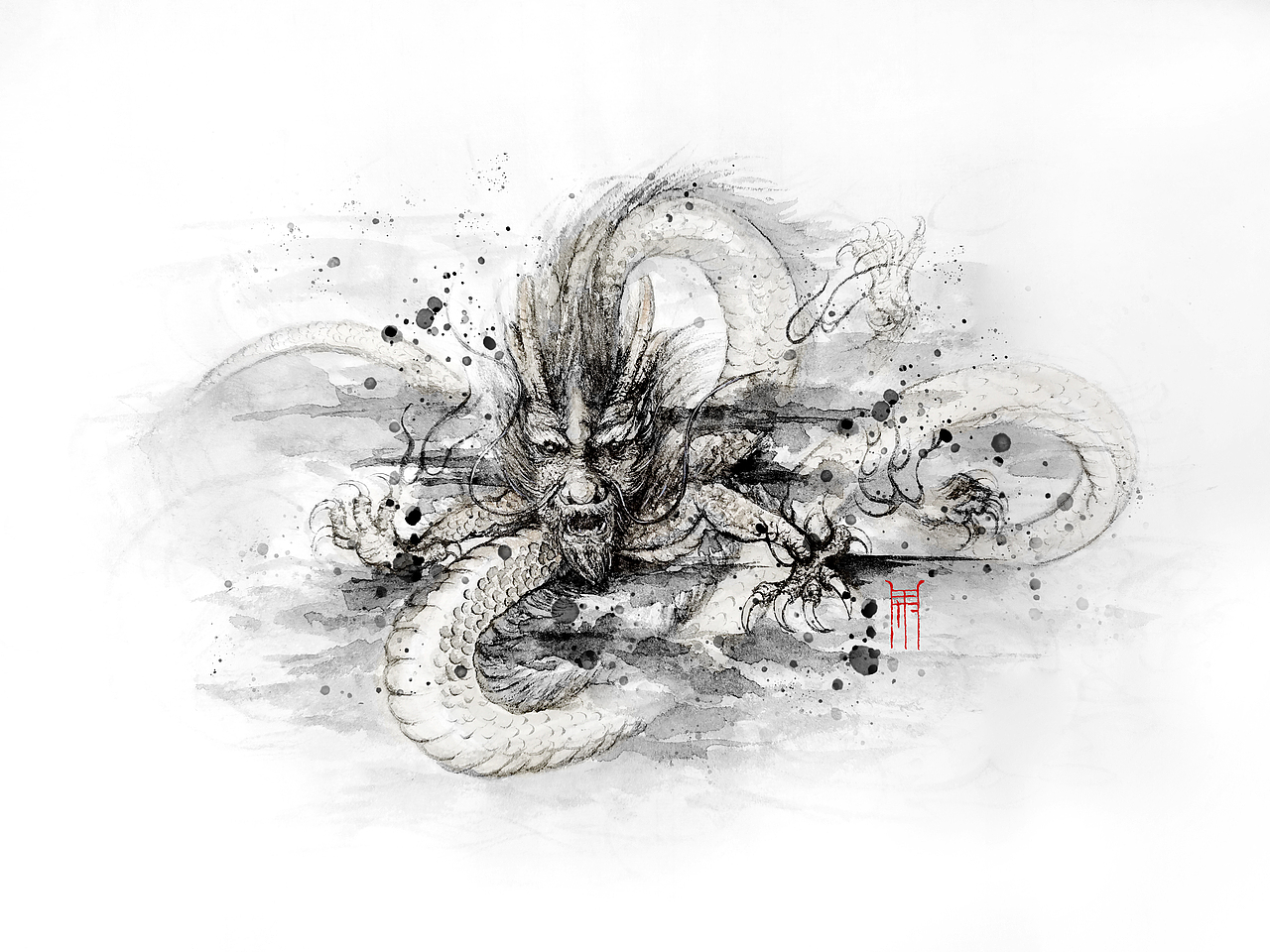 水墨龙草稿练习（图ZMzEyODg4NDAw） - 创作习作 - 站酷设计师银弧原创素材 - 站酷ZCOOL
