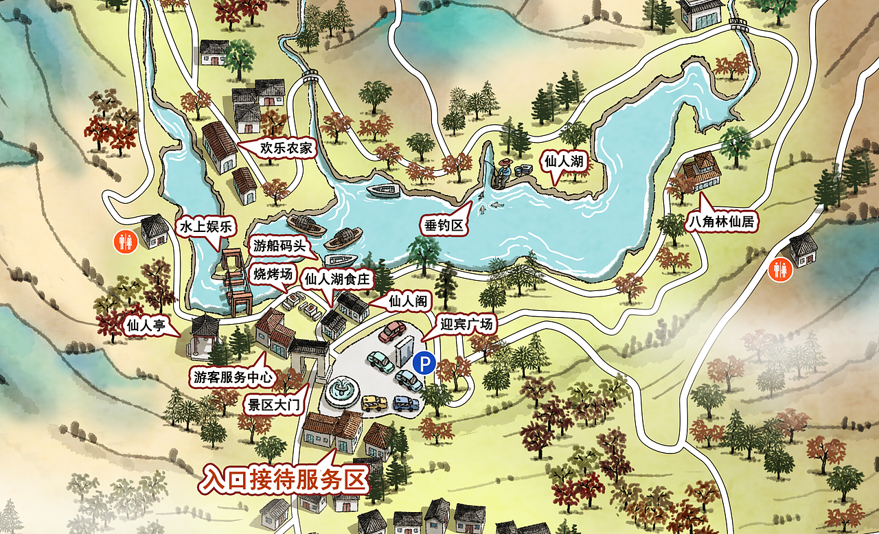 手绘中国风旅游地图（二）（图ZMzQ2MzkyMjQ4） - 商业插画 - 站酷设计师欧梅原创素材 - 站酷ZCOOL