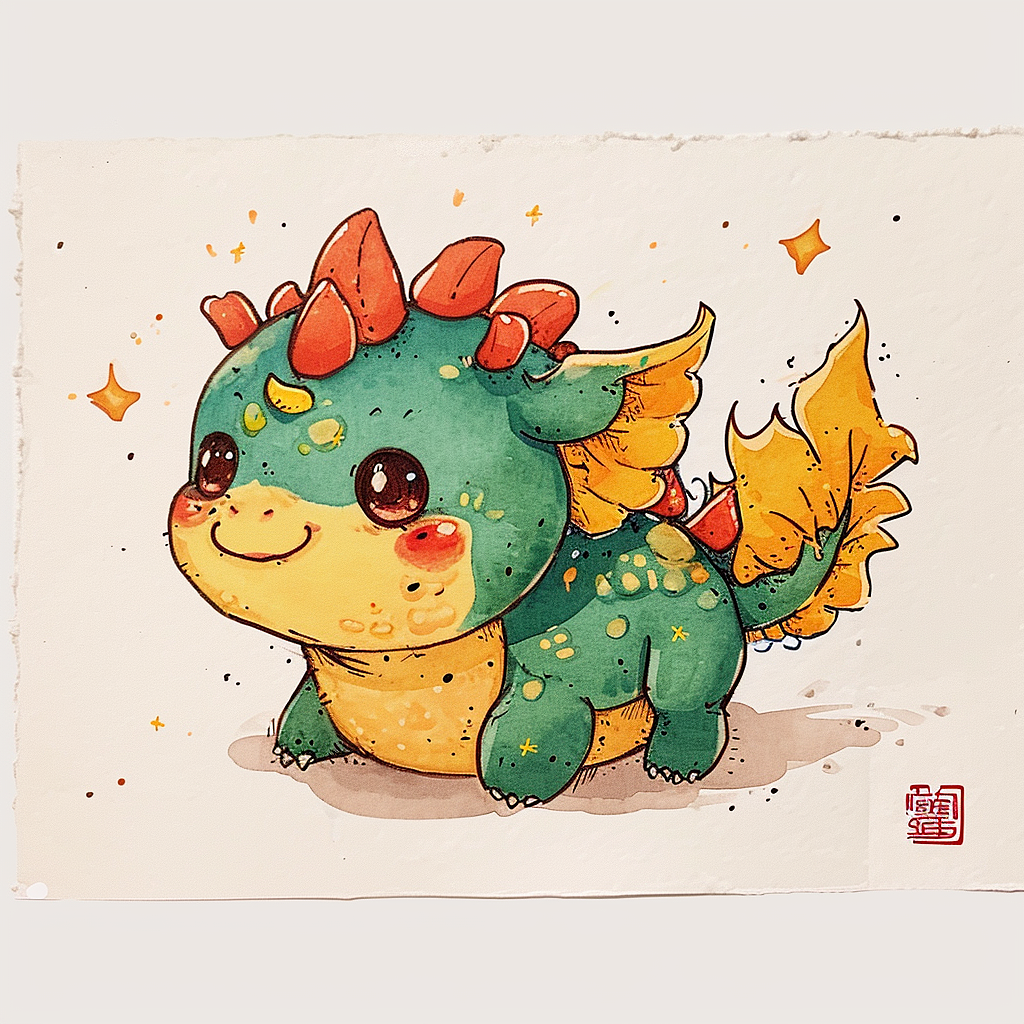 midjourney-可爱版小龙仔(AI习作)