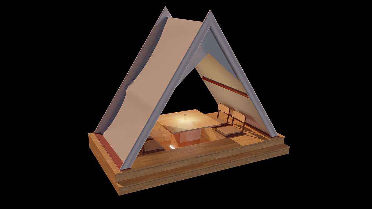 【客单展示】露营酒店餐桌帐篷3D模型