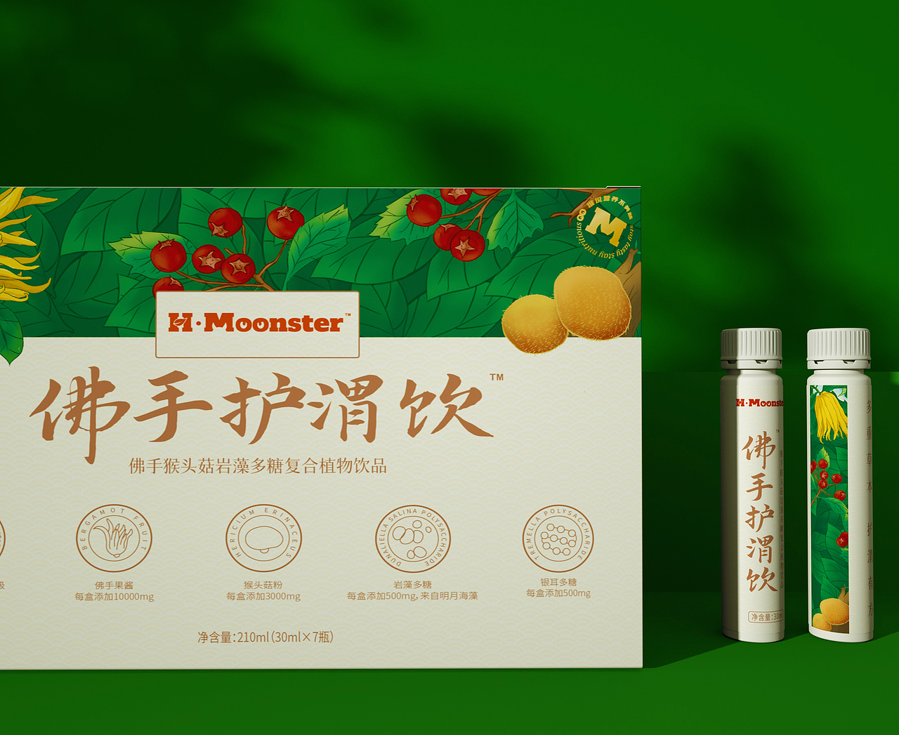 功能性饮品国潮插画风包装设计
