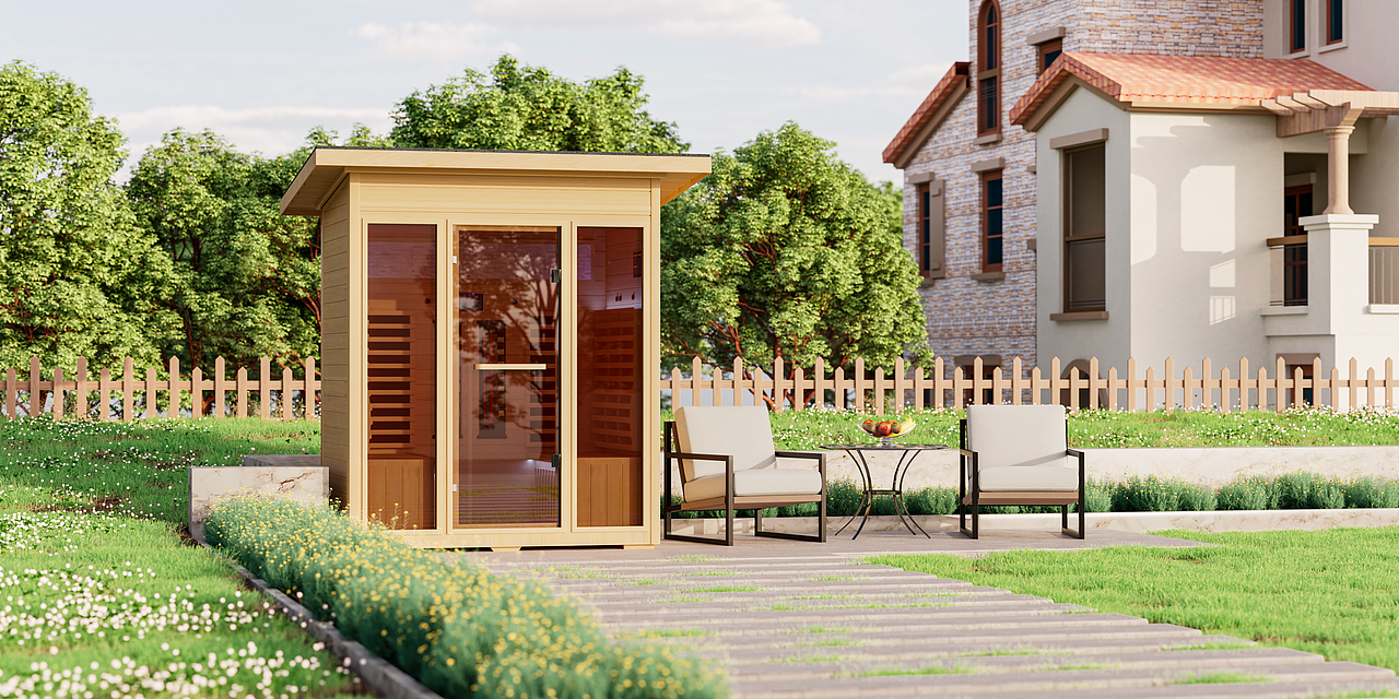 户外桑拿房场景图