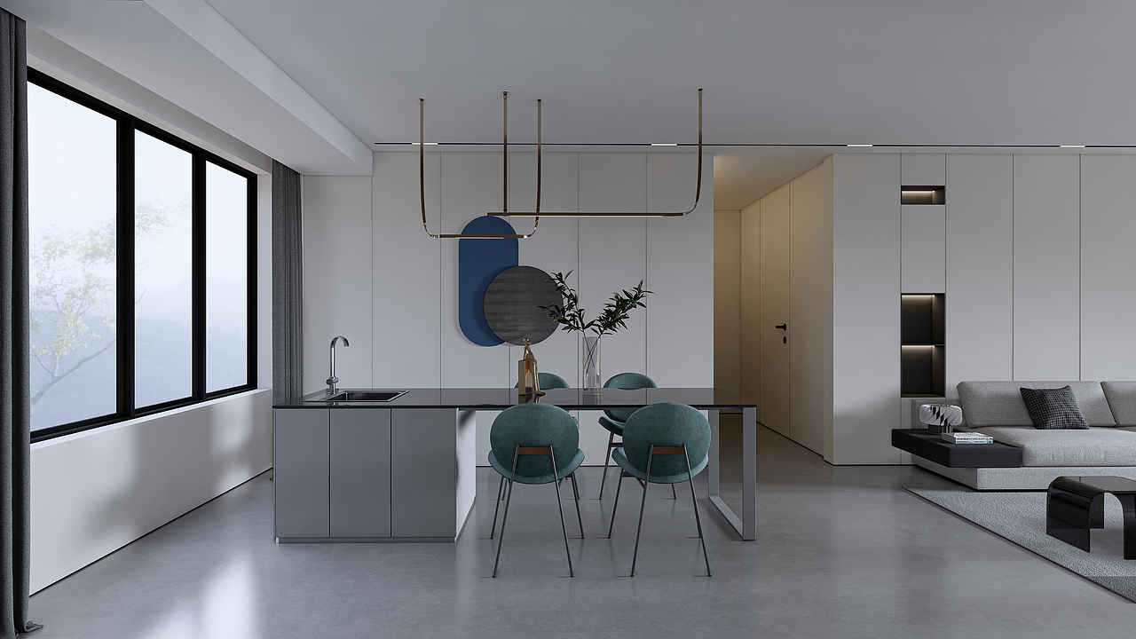 现代客餐厅渲染作品ENSCSPE FOR SKETCHUP