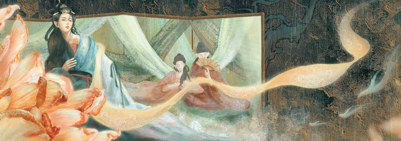 李煜梦词插画之《采桑子·亭前春逐红英尽》（图ZMzQ5MTc1Mzcy） - 商业插画 - 站酷设计师Zoe_ss原创素材 - 站酷ZCOOL