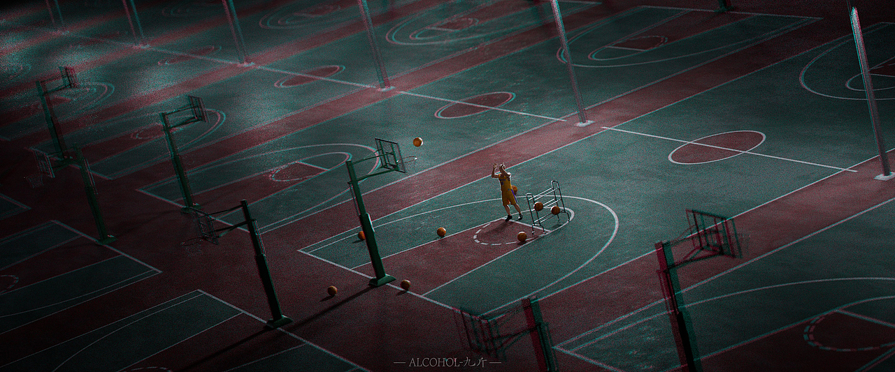 日常练习2022.6.27_球场上的练习生（图ZMzA2NTQ4NDAw） - 场景 - 站酷设计师alcohol_九斤原创素材 - 站酷ZCOOL