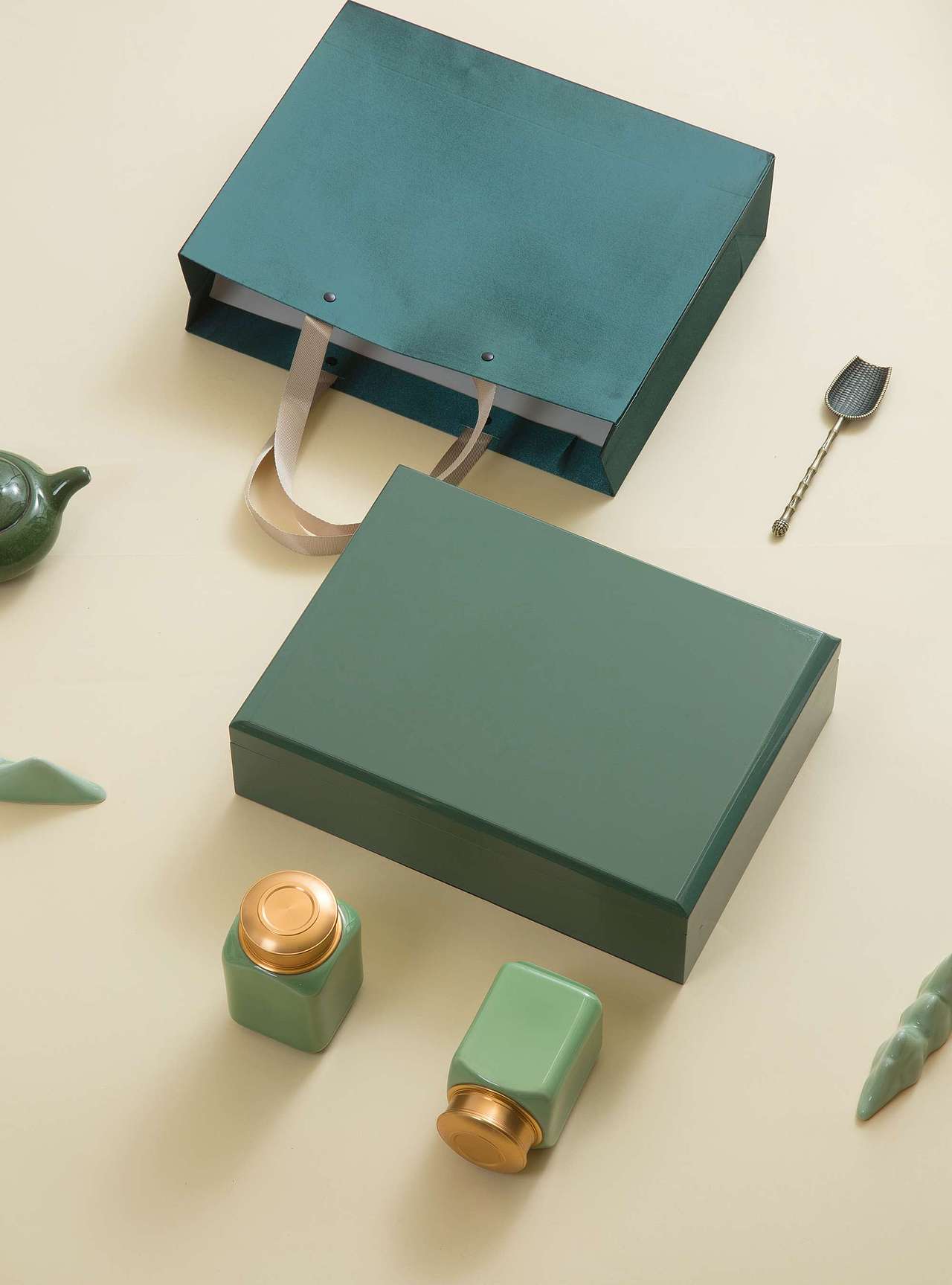 莫兰迪色双瓷罐礼盒+手提袋-双色