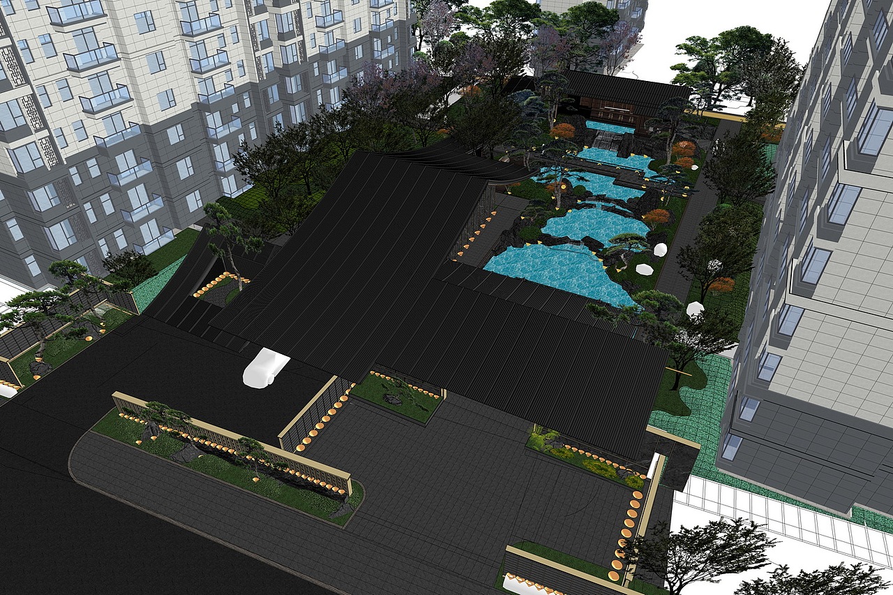 新中式示范区后场景观SU模型下载（图ZMzY5NTI4ODQ4） - 景观设计 - 站酷设计师素模网原创素材 - 站酷ZCOOL