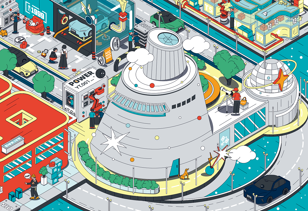 蔚来澳门彩绘换电站 — 我和我的澳门1999（图ZMzUzOTI3MDc2） - 商业插画 - 站酷设计师花花_Sweety原创素材 - 站酷ZCOOL