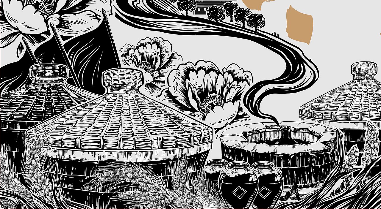 版画-酒类包装插画（图ZMzY4NDI1Mjgw） - 商业插画 - 站酷设计师三九木r原创素材 - 站酷ZCOOL