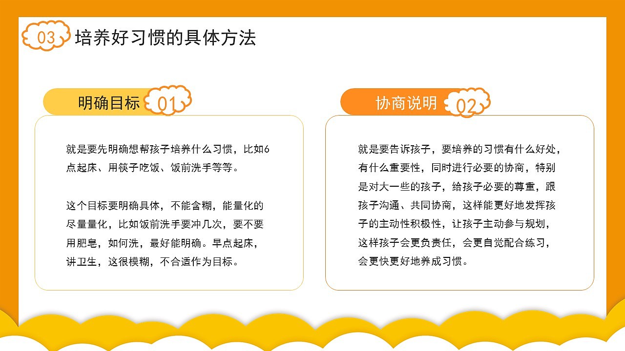 橙色卡通养成好习惯消除坏习惯主题课件PPT模板