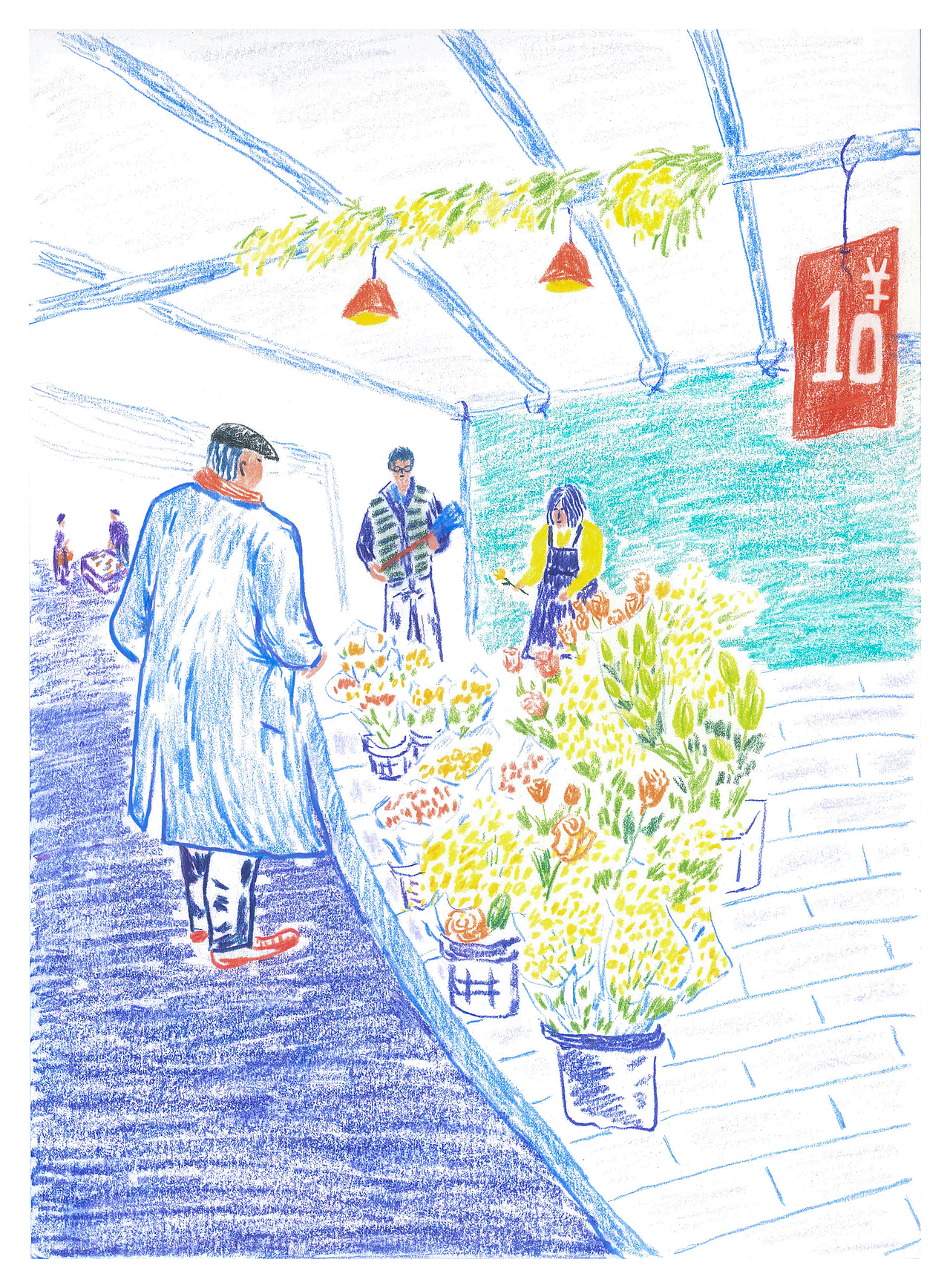 彩铅速写风景插画