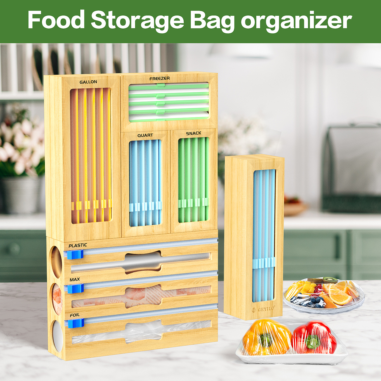 亚马逊厨房用品收纳盒保鲜膜切割器建模渲染主图A+设计