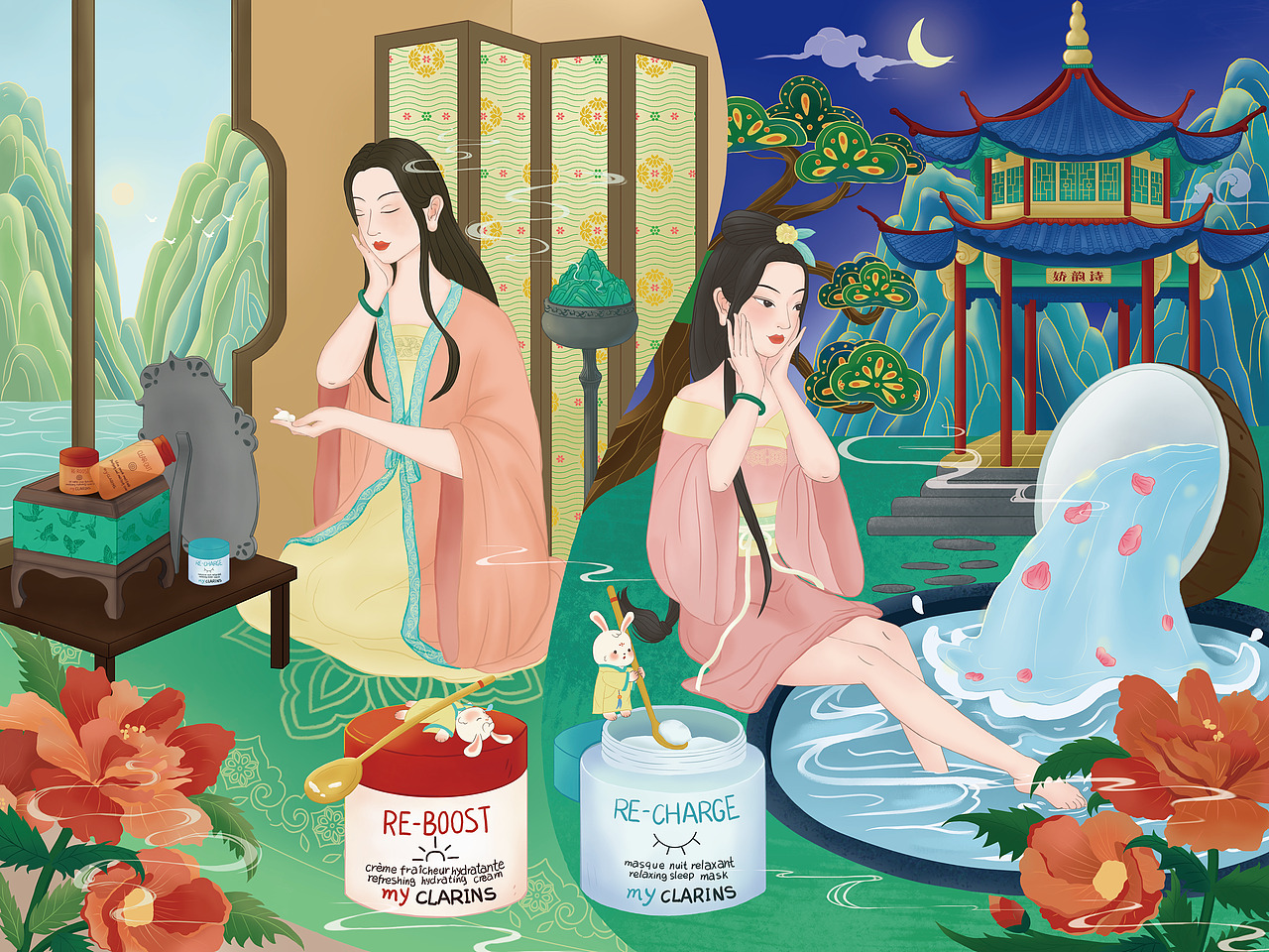 自然疗愈力——东方护肤之美（图ZMzQ3NTA3NDMy） - 海报 - 站酷设计师画画的白白白原创素材 - 站酷ZCOOL