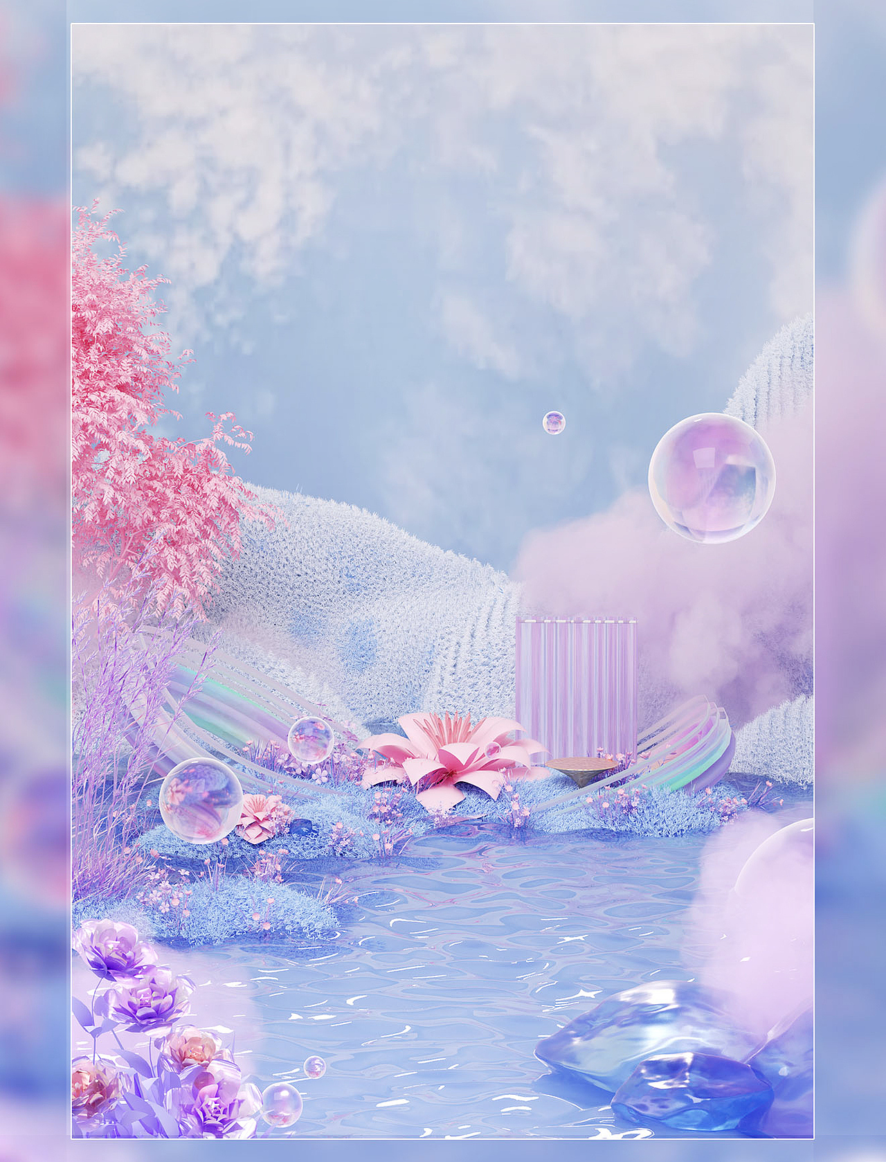 3D仿真植物系场景（图ZMzMyNzg2ODQ4） - 场景 - 站酷设计师笔魂AI绘图原创素材 - 站酷ZCOOL